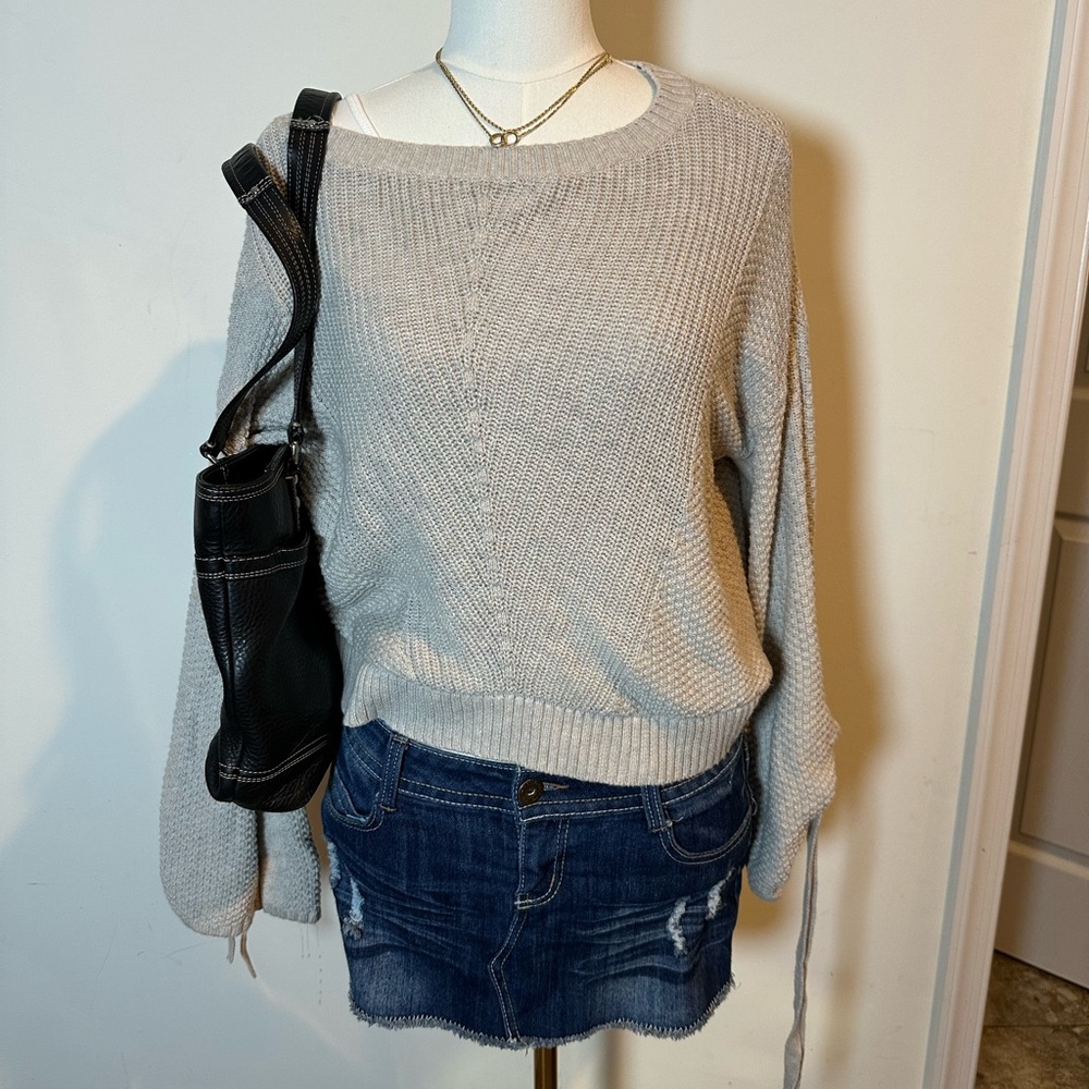 Hollister Taupe Crew Neck Sweater Soft Knit